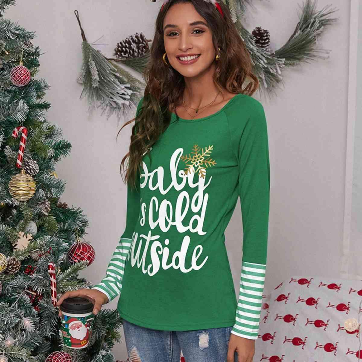 Slogan Graphic Striped Long Sleeve T-Shirt Women's T-Shirts - Tophatter Daily Deals