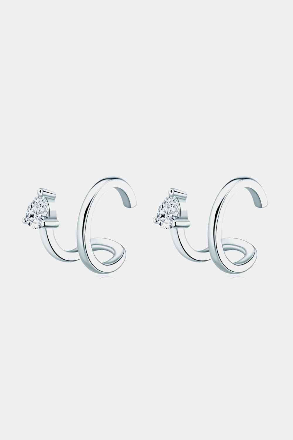 Moissanite 925 Sterling Silver Cuff Earrings Silver One Size Moissanite - Tophatter Daily Deals