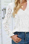 V-Neck Flounce Sleeve Lace Top Women's T-Shirts - Tophatter Daily Deals