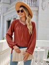 V-Neck Long Sleeve Blouse Blouses - Tophatter Daily Deals