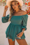 Smocked Three-Quarter Sleeve Peplum Blouse Blouses - Tophatter Daily Deals