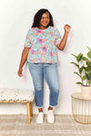 Double Take Floral Round Neck Babydoll Top Blouses - Tophatter Daily Deals