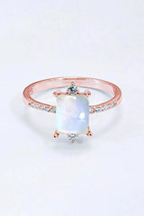 925 Sterling Silver Square Moonstone Ring Rose Gold Moonstone - Tophatter Daily Deals