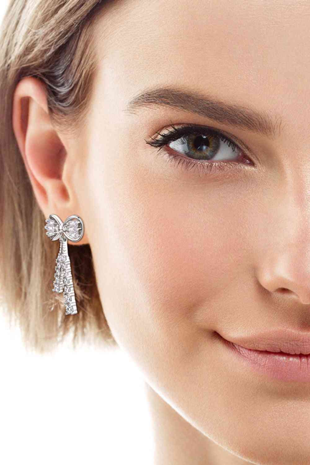 1.12 Carat Moissanite 925 Sterling Silver Bow Earrings Moissanite - Tophatter Daily Deals