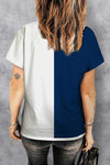 Star Contrast V-Neck Short Sleeve T-Shirt Women's T-Shirts - Tophatter Daily Deals