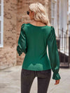 Long Flounce Sleeve Round Neck Blouse Blouses - Tophatter Daily Deals