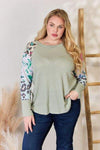 Hailey & Co Full Size Printed Round Neck Blouse Blouses - Tophatter Daily Deals