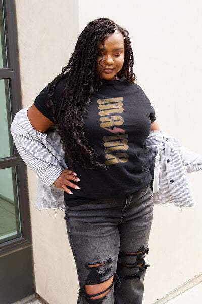 Simply Love Full Size MAMA Short Sleeve T-Shirt Black Women's T-Shirts - Tophatter Daily Deals