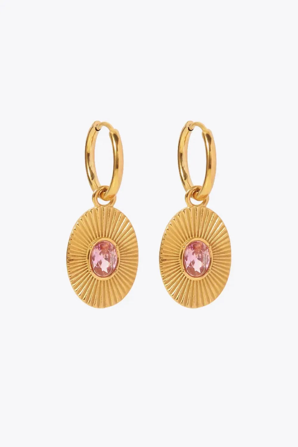 Stainless Steel Oval Dangle Earrings Pink One Size Earrings - Tophatter Daily Deals