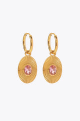 Stainless Steel Oval Dangle Earrings Pink One Size Earrings - Tophatter Daily Deals