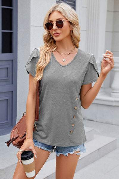 V-Neck Short Sleeve T-Shirt Women's T-Shirts - Tophatter Daily Deals