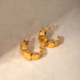 18K Gold-Plated Stainless Steel C-Hoop Earrings Gold One Size Earrings - Tophatter Daily Deals