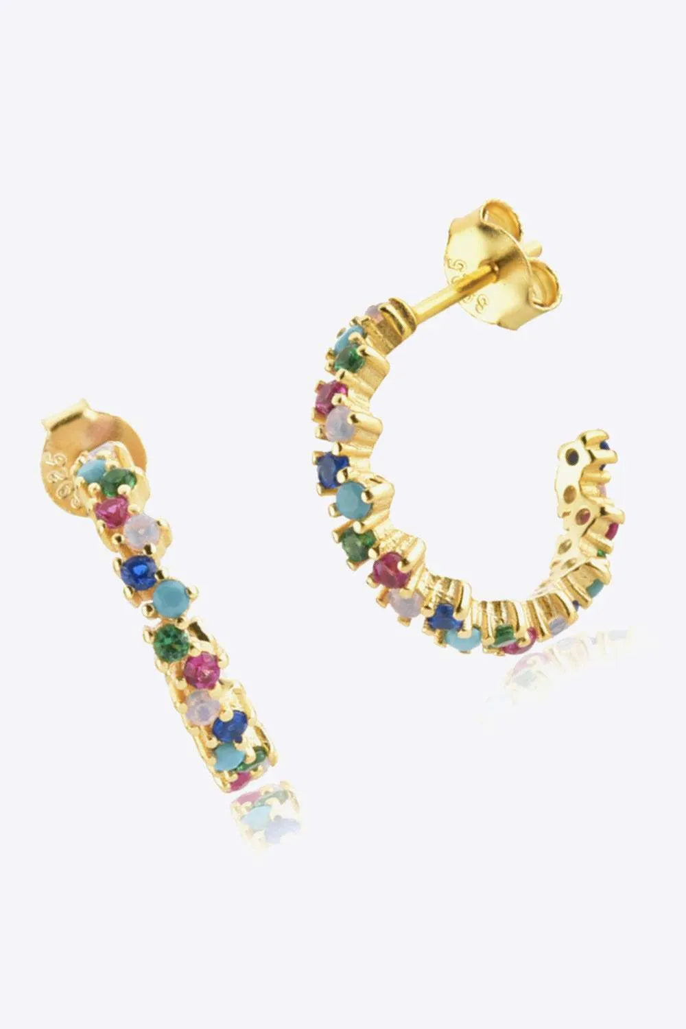Inlaid Zircon C-Hoop Earrings Earrings - Tophatter Daily Deals