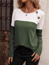 Contrast Round Neck Long Sleeve T-Shirt Women's T-Shirts - Tophatter Daily Deals