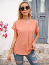 V-Neck Short Sleeve T-Shirt Coral Women's T-Shirts - Tophatter Daily Deals