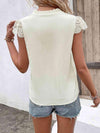 Tie Neck Buttoned Cap Sleeve Blouse Blouses - Tophatter Daily Deals