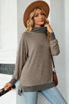 Slit Mock Neck Long Sleeve T-Shirt Women's T-Shirts - Tophatter Daily Deals