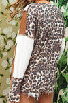 Leopard V-Neck Dropped Shoulder Blouse Blouses - Tophatter Daily Deals