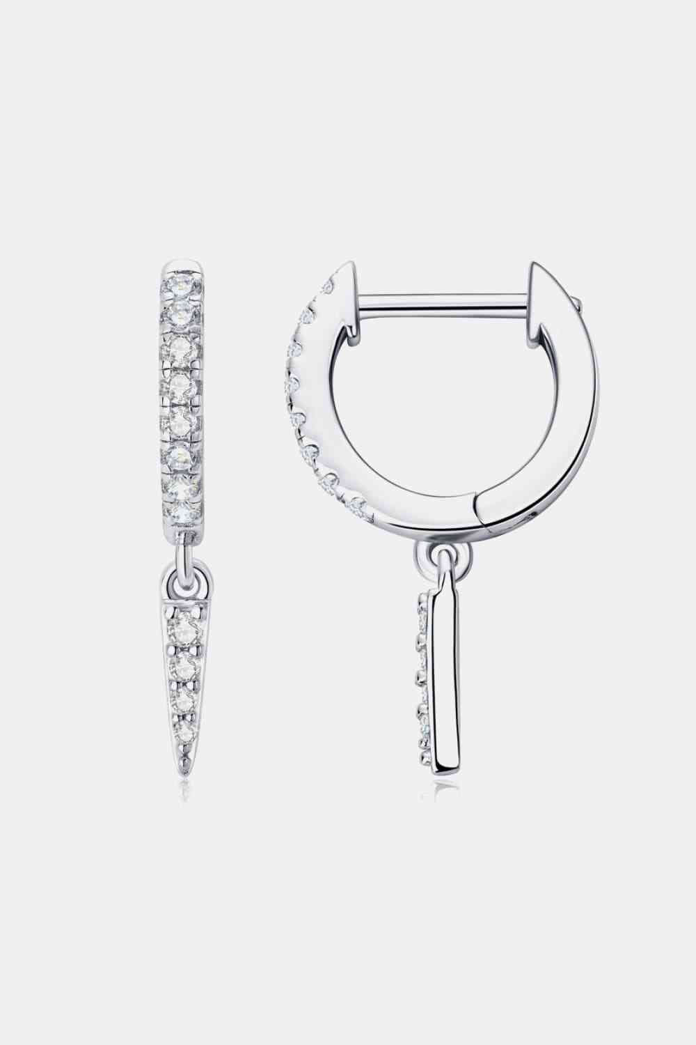 Moissanite 925 Sterling Silver Huggie Drop Earrings Silver One Size Moissanite - Tophatter Daily Deals