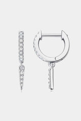 Moissanite 925 Sterling Silver Huggie Drop Earrings Silver One Size Moissanite - Tophatter Daily Deals