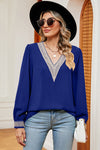 V-Neck Long Sleeve T-Shirt Royal Blue Women's T-Shirts - Tophatter Daily Deals