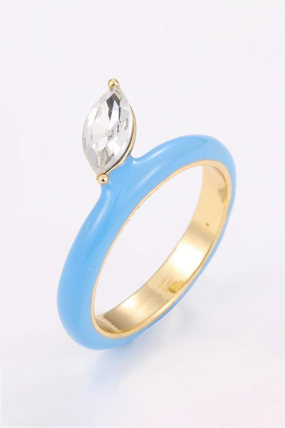 18K Gold Plated Glass Stone Ring Pastel Blue One Size Rings - Tophatter Daily Deals