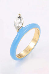18K Gold Plated Glass Stone Ring Pastel Blue One Size Rings - Tophatter Daily Deals