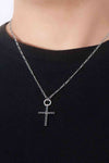 Moissanite Cross Pendant Platinum-Plated Necklace Moissanite - Tophatter Daily Deals