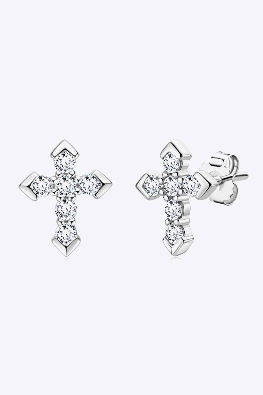 Moissanite Cross Stud Earrings Silver One Size Moissanite - Tophatter Daily Deals