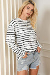 Striped Round Neck Long Sleeve T-Shirt Women's T-Shirts - Tophatter Daily Deals