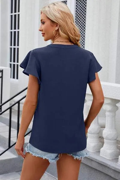 Notched Cap Sleeve T-Shirt Women's T-Shirts - Tophatter Daily Deals