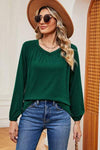 Ruched V-Neck Raglan Sleeve T-Shirt Green Women's T-Shirts - Tophatter Daily Deals