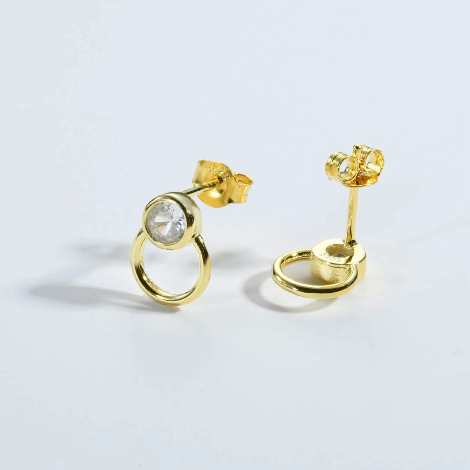 Inlaid Zircon 925 Sterling Silver Stud Earrings Earrings - Tophatter Daily Deals