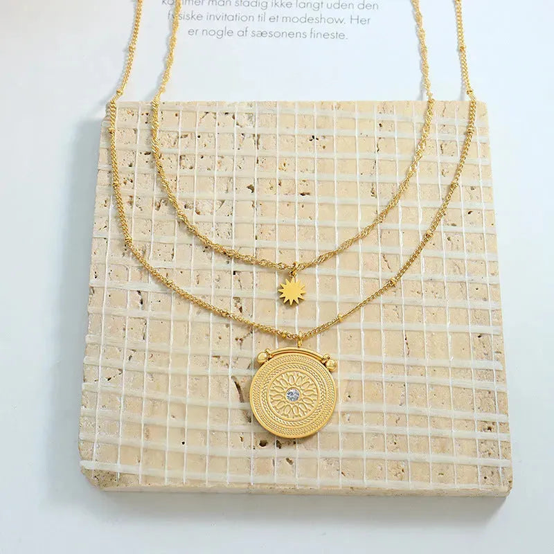 Stainless Steel Double-Layered Necklace Necklaces - Tophatter Daily Deals