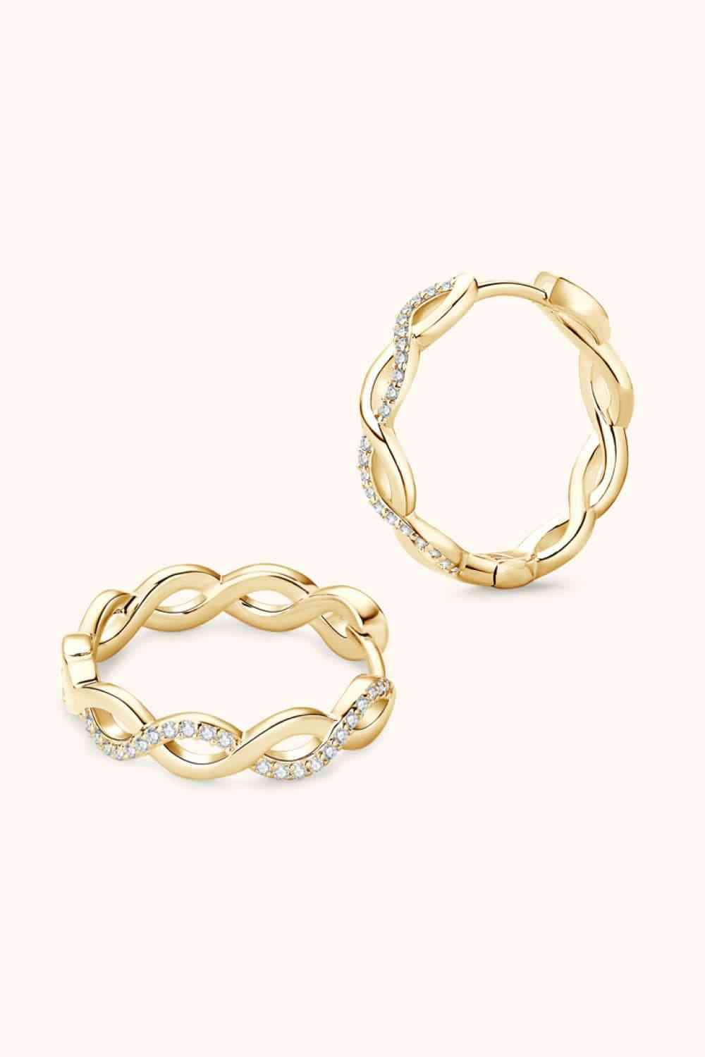 Moissanite Crisscross Hoop Earrings Gold One Size Moissanite - Tophatter Daily Deals