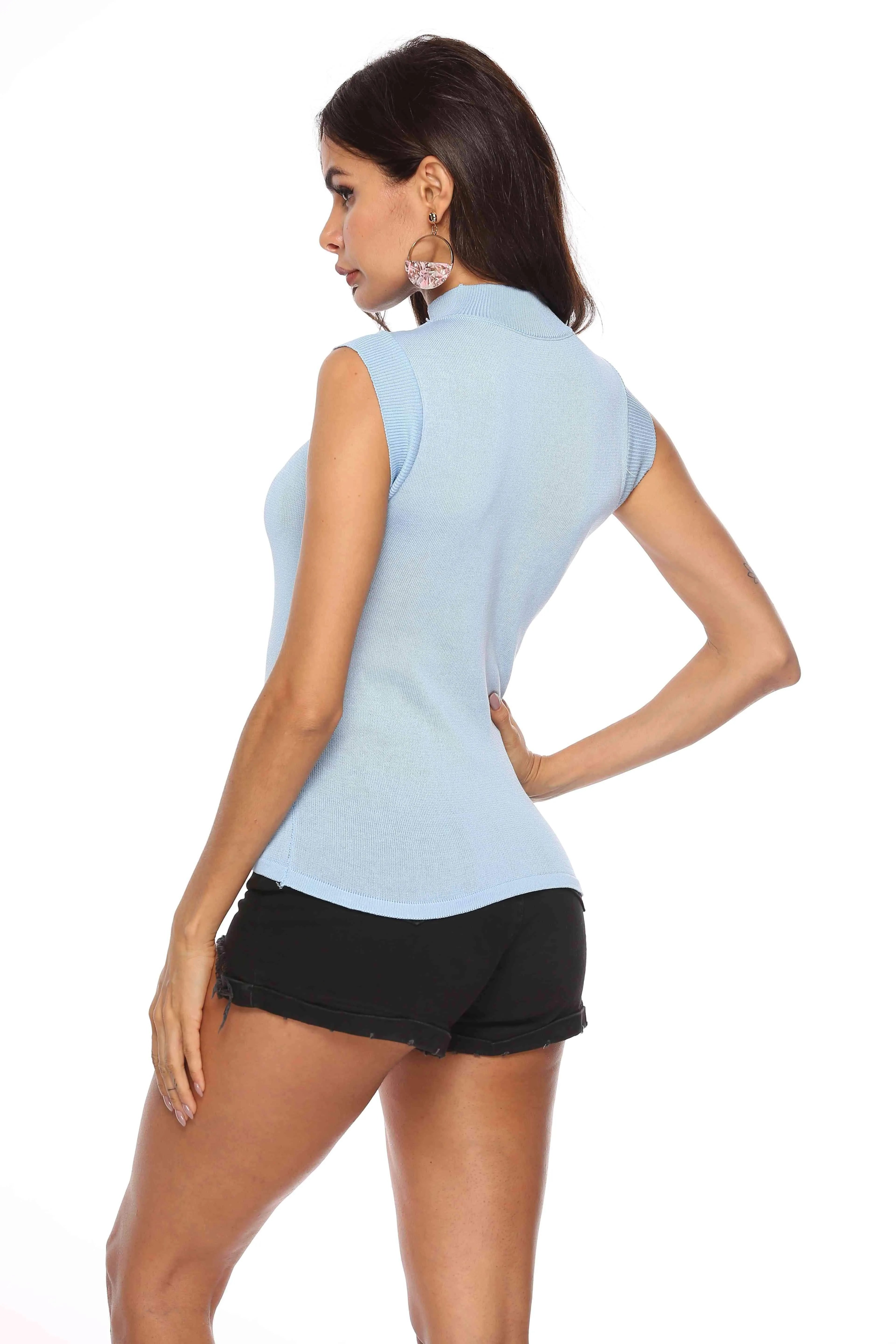 Mock Neck Knit Top Blouses - Tophatter Daily Deals