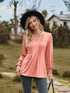 Notched Neck Flounce Sleeve Blouse Peach Blouses - Tophatter Daily Deals