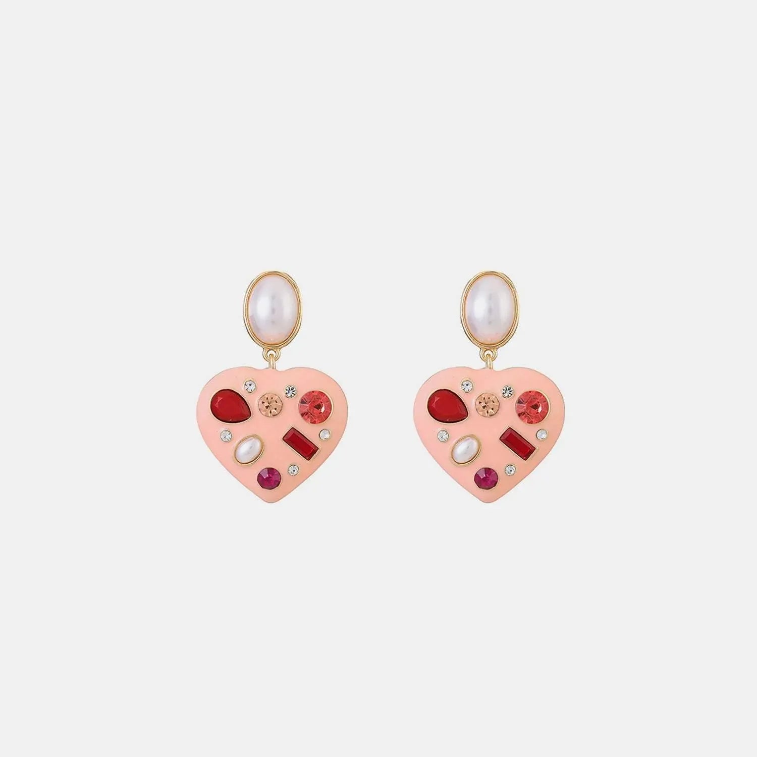 Heart Alloy Dangle Earrings Gold One Size Earrings - Tophatter Daily Deals