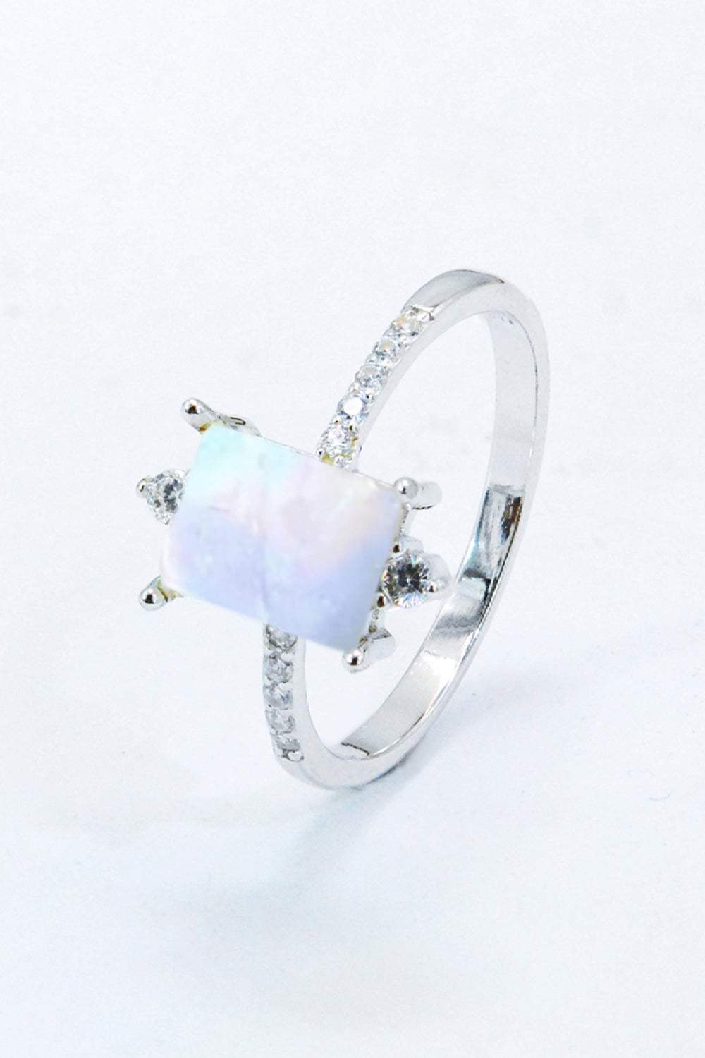 925 Sterling Silver Square Moonstone Ring Moonstone - Tophatter Daily Deals