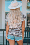 Leopard Print V-Neck Short Sleeve Tee Shirt Women's T-Shirts - Tophatter Daily Deals