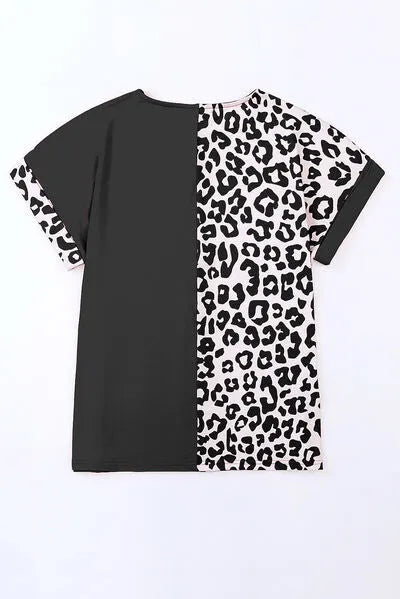 Plus Size Leopard Round Neck T-Shirt Women's T-Shirts - Tophatter Daily Deals