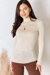 Zenana Mock Neck Layering Top Taupe Blouses - Tophatter Daily Deals