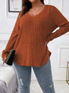 Plus Size V-Neck Long Sleeve T-Shirt Women's T-Shirts - Tophatter Daily Deals