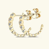 Inlaid Moissanite 925 Sterling Silver C-Hoop Earrings Moissanite - Tophatter Daily Deals