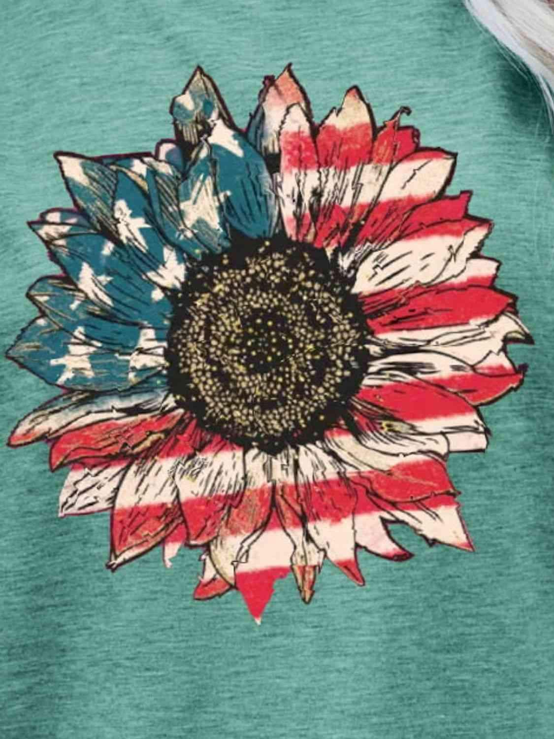 US Flag Flower Graphic Tee Women's T-Shirts - Tophatter Daily Deals