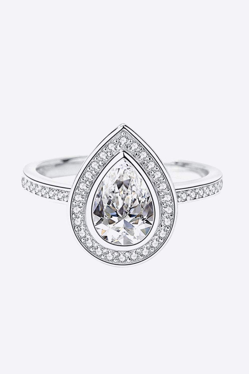 925 Sterling Silver Teardrop Moissanite Ring Moissanite - Tophatter Daily Deals