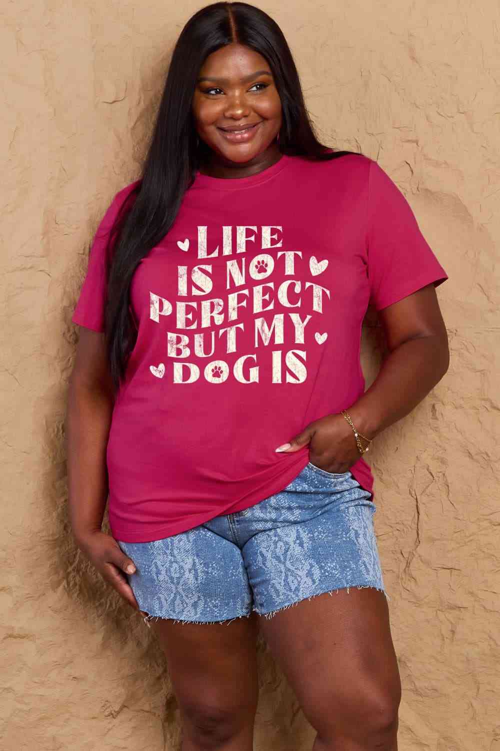 Simply Love Full Size Dog Slogan Graphic Cotton T-Shirt Women's T-Shirts - Tophatter Daily Deals