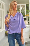 Short Sleeve Draped Blouse Blouses - Tophatter Daily Deals