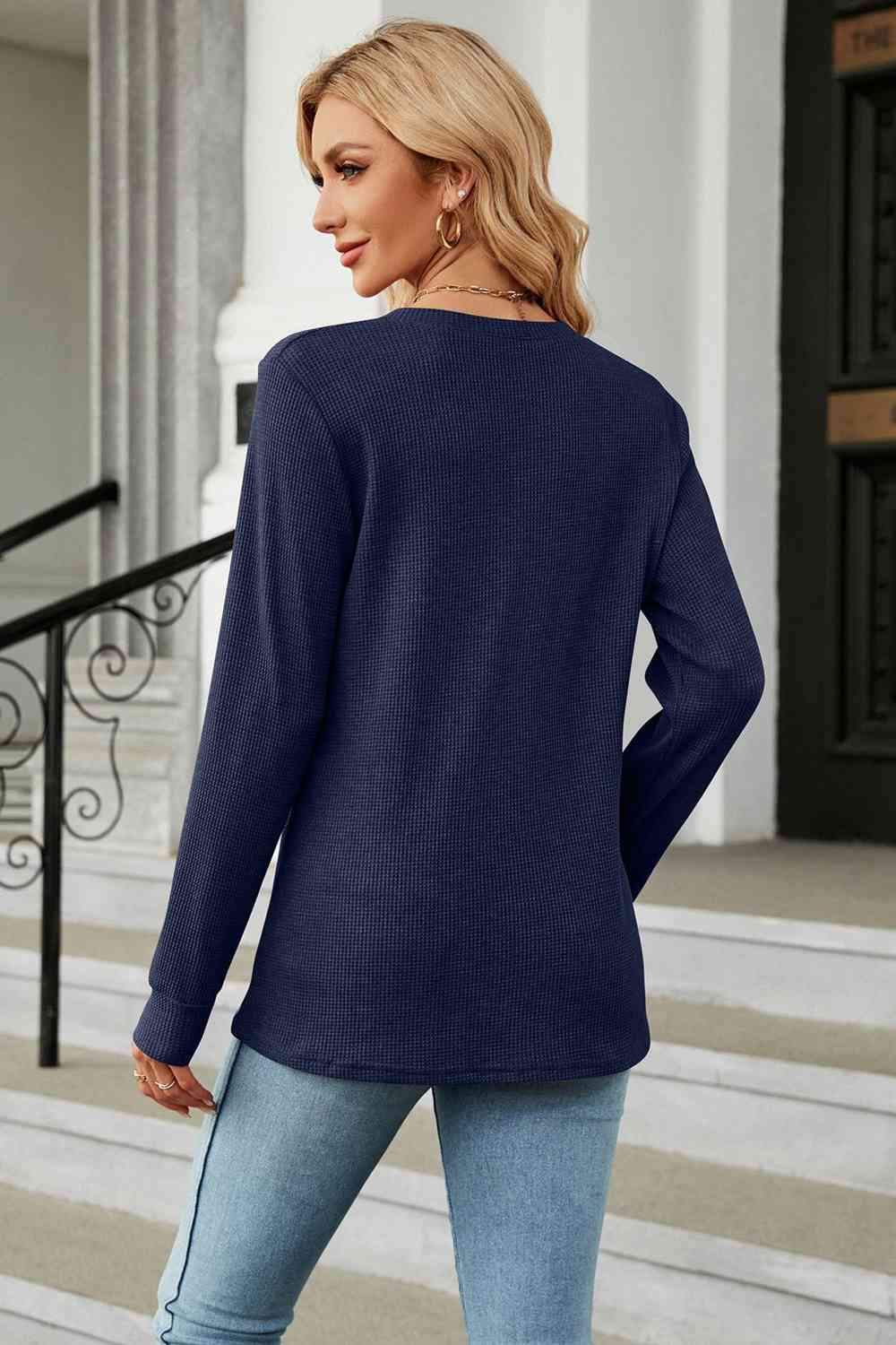 V-Neck Long Sleeve Blouse Blouses - Tophatter Daily Deals