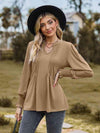 Notched Neck Flounce Sleeve Blouse Blouses - Tophatter Daily Deals